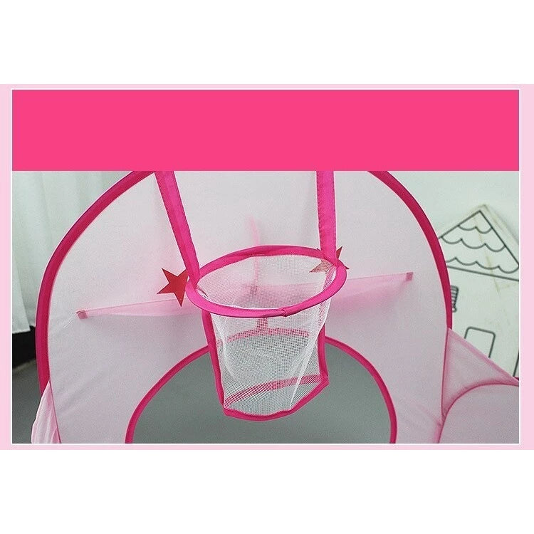 Barraca Infantil Toca Túnel 3 Em 1 Rosa Cesta Basquete