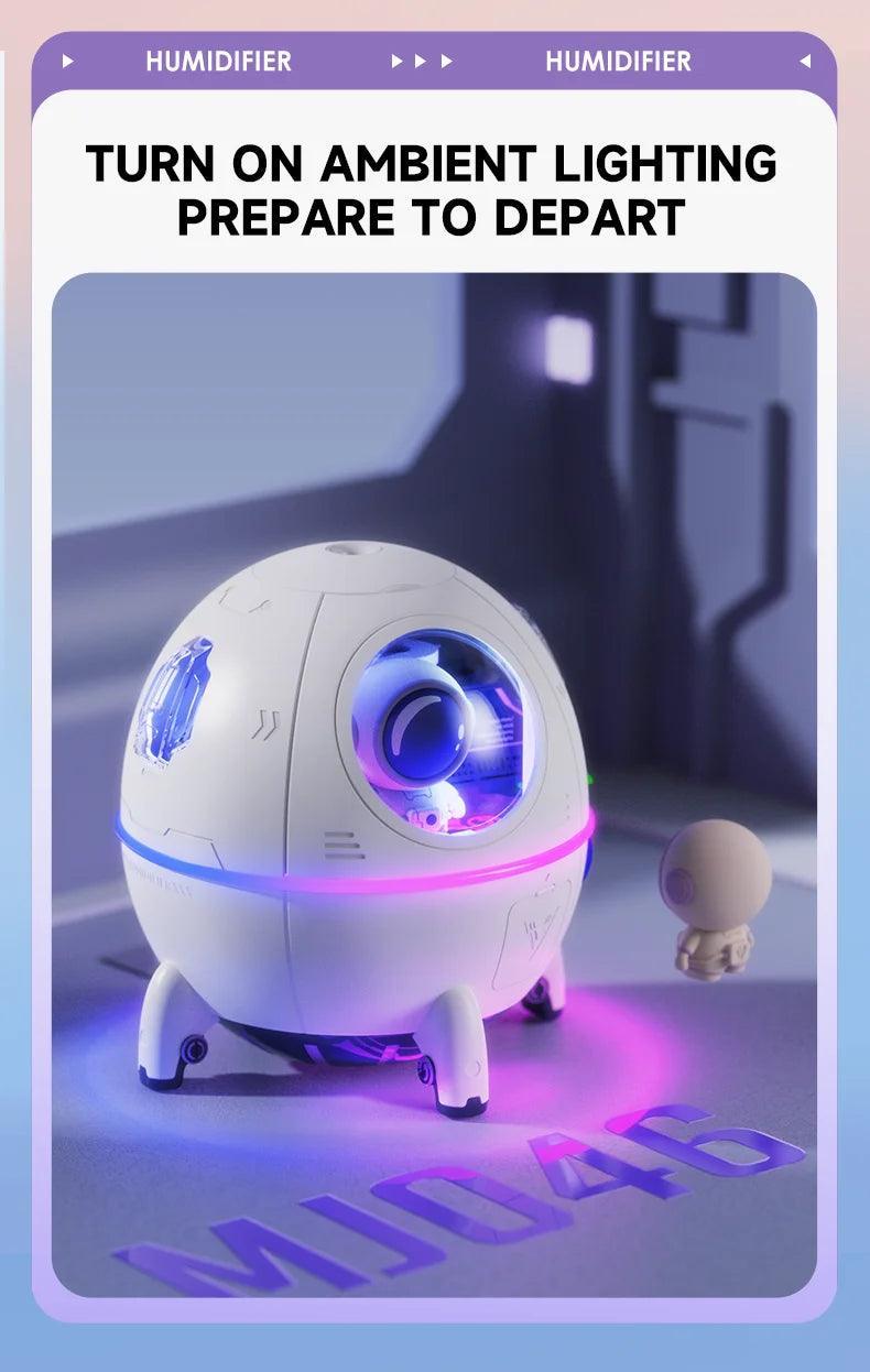 Umidificador Difusor Cápsula Espacial com Luz Atmosférica 7 Cores