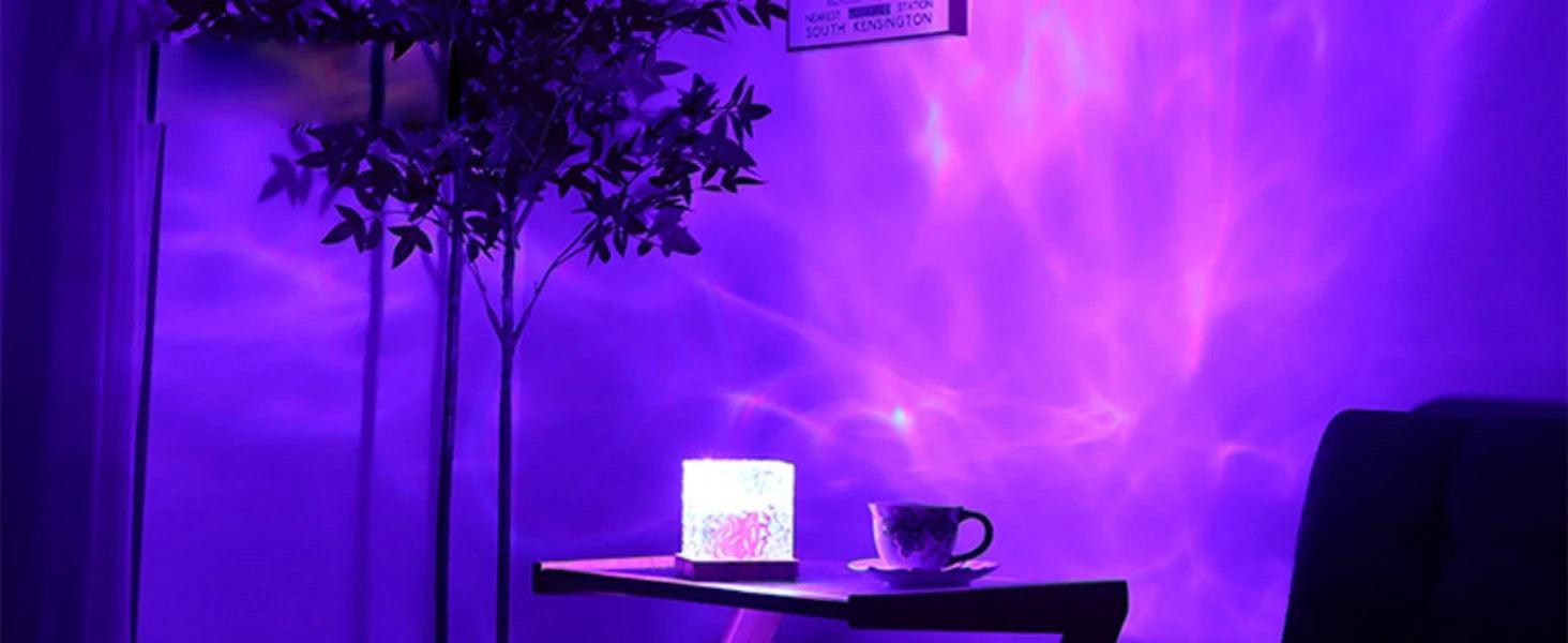 AuraLight - Cubo Projetor de Luz Ondas do Oceano com 16 Cores