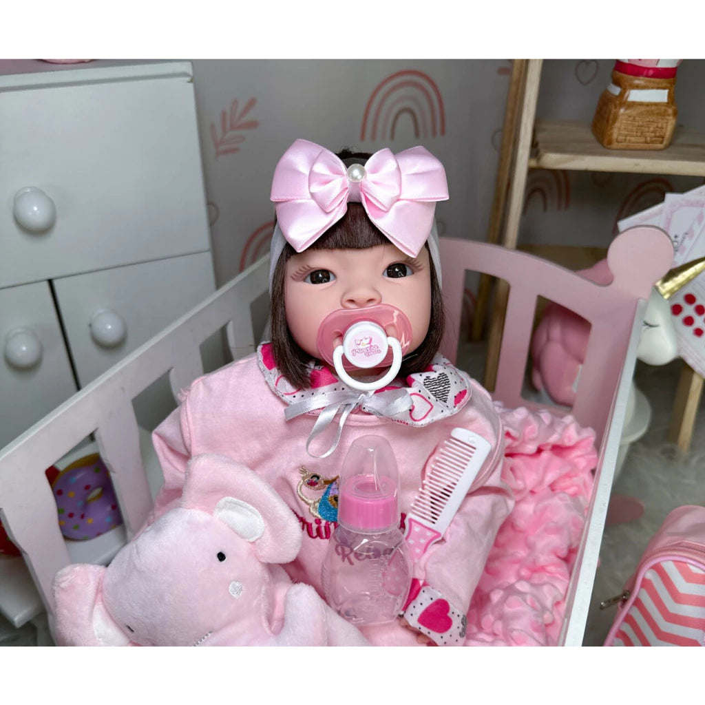 Bebê Reborn Boneca Realista Barata + 21 Itens Com Bolsa
