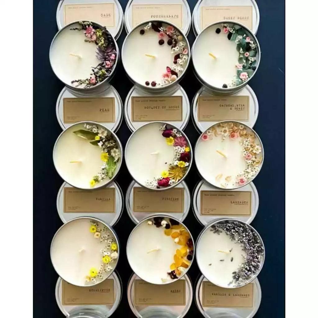 Kit de 12 Velas Aromáticas Personalizadas - Cera Vegana