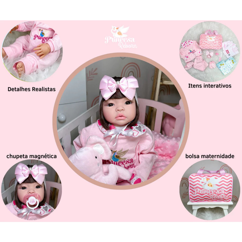 Bebê Reborn Boneca Realista Barata + 21 Itens Com Bolsa