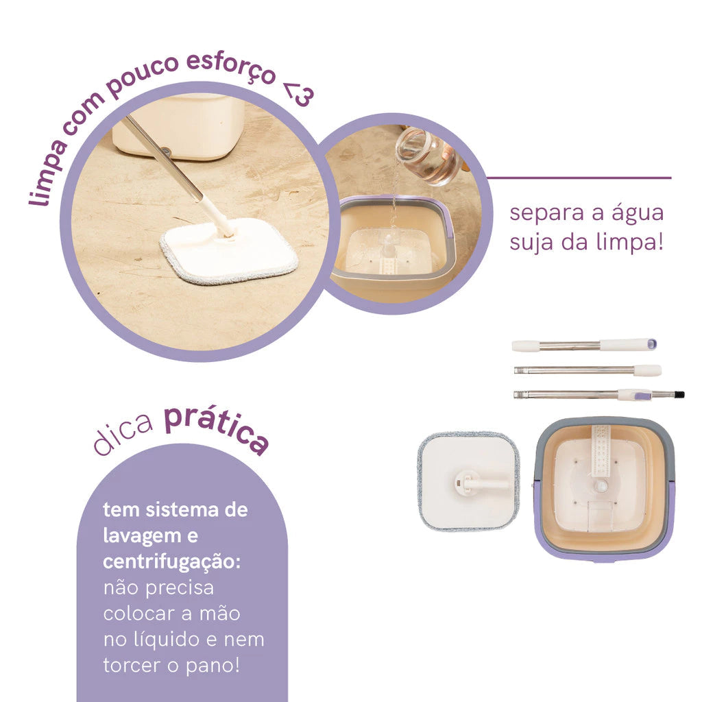 Mop Giratório - SpinWash® + Refil Grátis