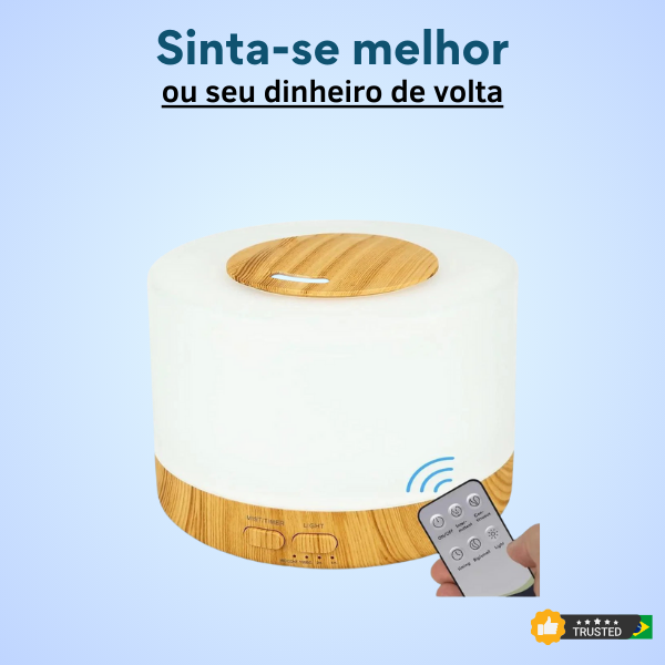 Umidificador Difusor Ultrassônico Madeira - Controle Remoto - Calmin®