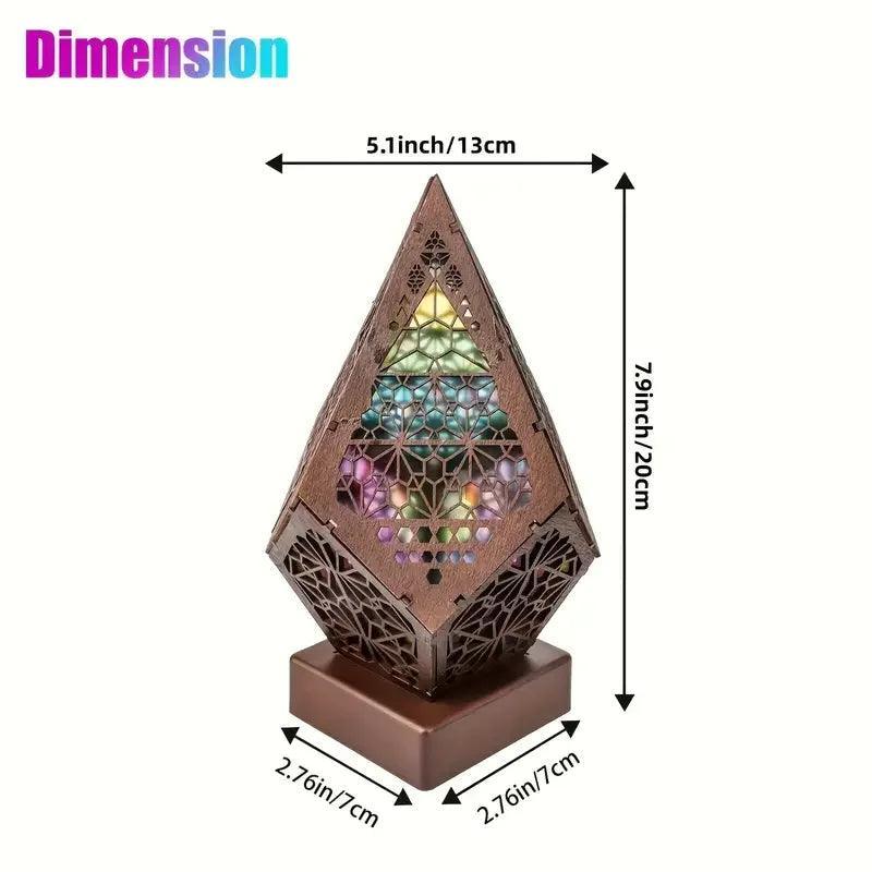 Luminária de Chão Boho em Madeira com Projeção 3D